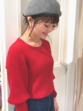 「Casselini（キャセリーニ）のアイテム（ハンチング/ベレー帽）」を使った、anna  aoyamaさん（レディース・161cm）の冬コーディネート