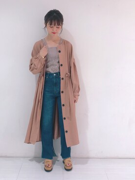 「Omekashi（オメカシ）のVレースフレンチプルオーバー（Tシャツ/カットソー）」を使った、anna  aoyamaさん（レディース・161cm）の夏コーディネート
