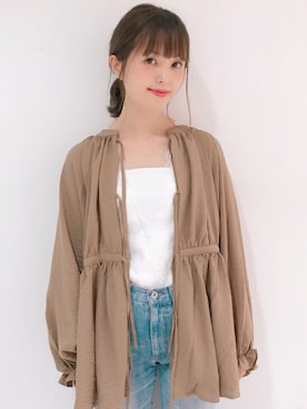 「Omekashi（オメカシ）のVレースフレンチプルオーバー（Tシャツ/カットソー）」を使った、anna  aoyamaさん（レディース・161cm）の夏コーディネート