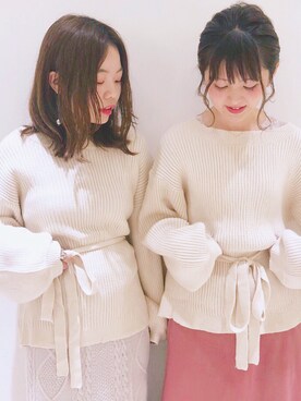 「mystic（ミスティック）のケーブルロングスカート（スカート）」を使った、anna  aoyamaさん（レディース・161cm）の秋コーディネート