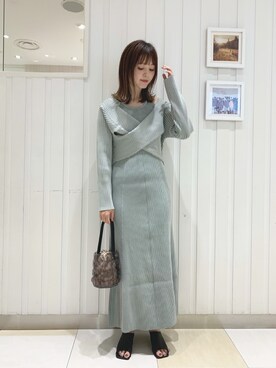 ワンピース ドレス グリーン カーキ 緑色系 コーディネート Zozotown