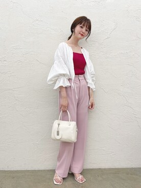 キャミソールを使った 白ブラウス の人気ファッションコーディネート Wear