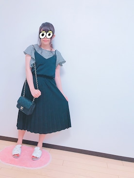 「黒プリーツスカート」｜みーちゃん.*･ﾟさん（レディース・152cm）の夏コーディネート