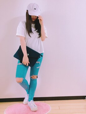 「M（エム）のアイテム（キャップ）」を使った、みーちゃん.*･ﾟさん（レディース・152cm）の夏コーディネート