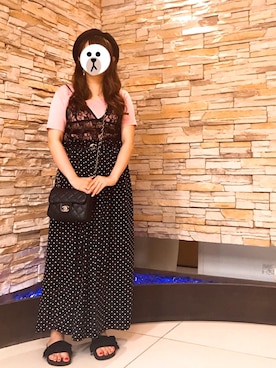 「黒×ピンク」｜「アイテム（サンダル）」を使った、みーちゃん.*･ﾟさん（レディース・152cm）の夏コーディネート