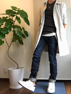 「ATTACHMENT（アタッチメント）のアイテム（ステンカラーコート）」を使った、A>\ATA/<Aさん（メンズ・172cm）の春コーディネート
