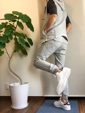 「wjk（ダヴルジェイケイ）のアイテム（スウェット）」を使った、A>\ATA/<Aさん（メンズ・172cm）の春コーディネート