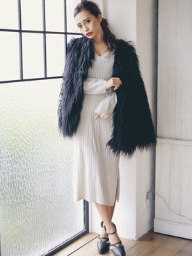「RESEXXY（リゼクシー）のアイテム（その他アウター）」を使った、みすさち【見須幸代】さん（レディース・160cm）の冬コーディネート