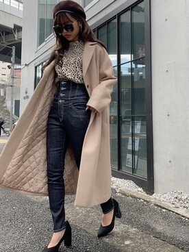 「rienda（リエンダ）のアイテム（その他アウター）」を使った、みすさち【見須幸代】さん（レディース・160cm）の冬コーディネート