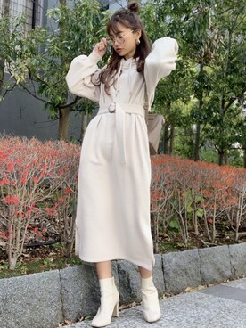 「スエット」｜「アイテム（ワンピース/ドレス）」を使った、みすさち【見須幸代】さん（レディース・160cm）の冬コーディネート