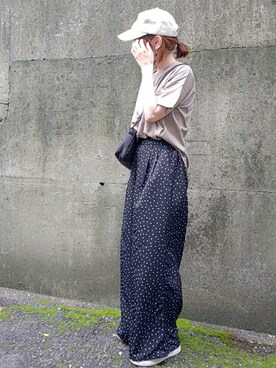 「earth music&ecology（アースミュージックアンドエコロジー）のアイテム（スリッポン、ブラック系）」を使った、piiiikoさん（レディース・152cm）の夏コーディネート