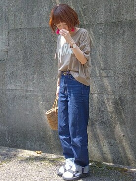 「おおぶりピアス」｜「アイテム（アナログ腕時計）」を使った、piiiikoさん（レディース・152cm）の夏コーディネート