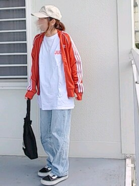 Adidas アディダス のジャージ オレンジ系 を使ったレディース人気ファッションコーディネート Wear