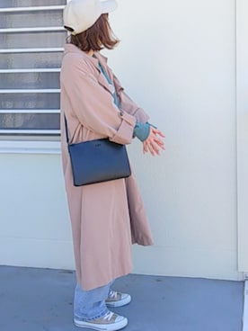「select MOCA（セレクトモカ）のアイテム（トレンチコート）」を使った、piiiikoさん（レディース・152cm）の冬コーディネート