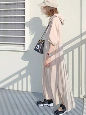 「MAYSON GREY（メイソングレイ）の【socolla】バックプリーツワンピース（ワンピース）」を使った、piiiikoさん（レディース・152cm）の夏コーディネート