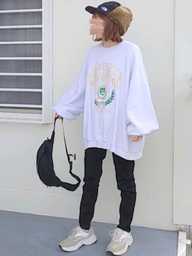 「via j（ヴィアジェイ）のアイテム（スウェット）」を使った、piiiikoさん（レディース・152cm）の秋コーディネート