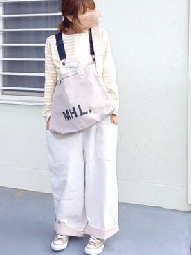 「MHL.」｜「アイテム（オールインワン・サロペット）」を使った、piiiikoさん（レディース・152cm）の春コーディネート