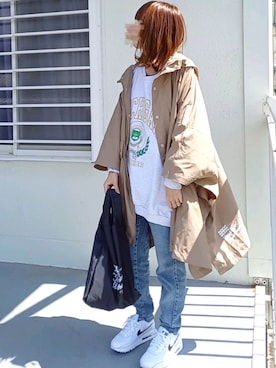 「via j（ヴィアジェイ）のアイテム（スウェット）」を使った、piiiikoさん（レディース・152cm）の春コーディネート