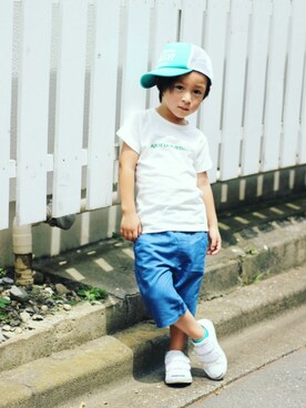 「Smoothy（スムージー）のアイテム（キャップ）」を使った、ibukiさん（キッズ・110cm）の夏コーディネート