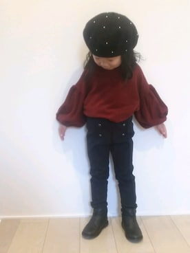 「ZARA KIDSのアイテム（ハンチング/ベレー帽）」を使った、rinnさん（キッズ・90cm）の冬コーディネート
