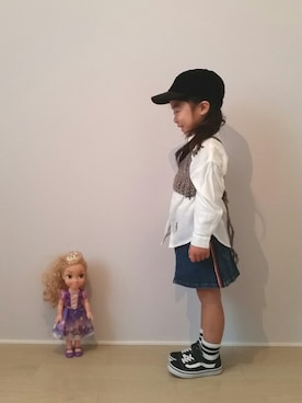 「アイテム（その他トップス、ブラウン系）」を使った、rinnさん（キッズ・100cm）の冬コーディネート