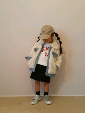 「SEVENDAYS=SUNDAY（セブンデイズサンデイ）のアイテム（スカート）」を使った、rinnさん（キッズ・100cm）の冬コーディネート