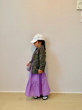 「petit main（プティマイン）のアイテム（ミリタリージャケット）」を使った、rinnさん（キッズ・100cm）の春コーディネート