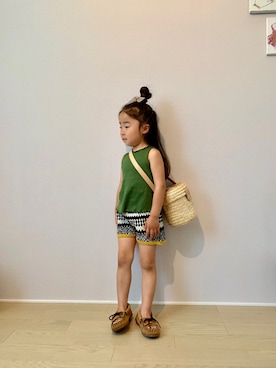 「ニットショートパンツ」｜「アイテム（その他）」を使った、rinnさん（キッズ・100cm）の春コーディネート