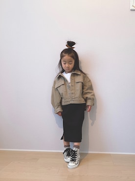 「スエット」｜「アイテム（ラッピングキット）」を使った、rinnさん（キッズ・110cm）の冬コーディネート
