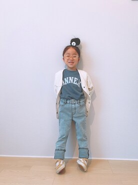 「スエット」｜「アイテム（ラッピングキット）」を使った、rinnさん（キッズ・110cm）の春コーディネート