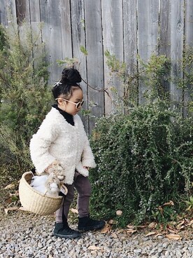「no brand（ノーブランド）のアイテム（かごバッグ）」を使った、BETTONさん（キッズ・100cm）の冬コーディネート