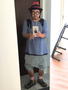 「A land（エーランド）のアイテム（パンツ）」を使った、かべちゃんさん（メンズ・171cm）の夏コーディネート