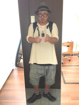 「チャイハネ（チャイハネ）のアイテム（ニット/セーター）」を使った、かべちゃんさん（メンズ・171cm）の夏コーディネート