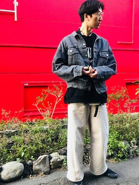 「サングラススタイル」｜「アイテム（スウェット）」を使った、Kanekiyo Kouheiさん（メンズ・180cm）の春コーディネート