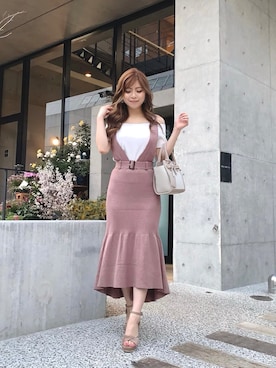「メロートップス」｜「アイテム（サンダル）」を使った、あやなさん（レディース・150cm）の春コーディネート