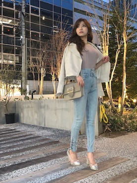 「LIPSERVICE（リップサービス）のアイテム（ジャケット/アウター）」を使った、あやなさん（レディース・150cm）の春コーディネート