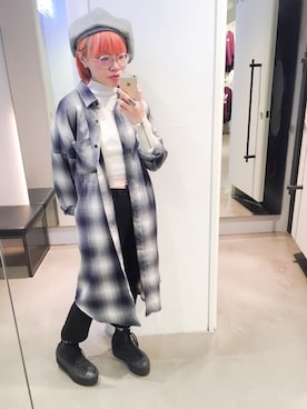 「UNIF」｜「アイテム（帽子）」を使った、莉莉/りリィ/ Taiwanさん（レディース・150cm）の冬コーディネート