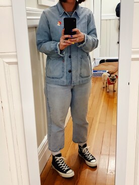 「blue」｜「アイテム（デニムジャケット）」を使った、Melissa S. Santiagoさん（レディース・170cm）の春コーディネート