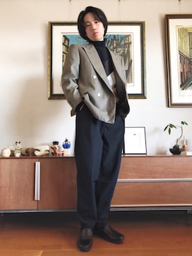 「バーバリー」｜「アイテム（スリッポン）」を使った、NARUさん（メンズ・165cm）の春コーディネート