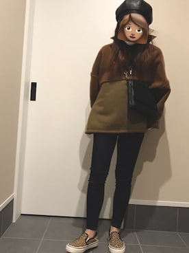 「ROKU」｜「アイテム（スリッポン）」を使った、roooochiさん（レディース・149cm）の冬コーディネート