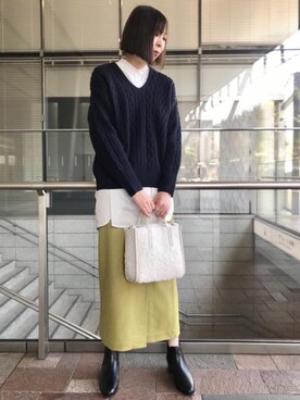「green label relaxing（グリーンレーベルリラクシング）のアイテム（スカート）」を使った、satoさん（レディース・169cm）の秋コーディネート
