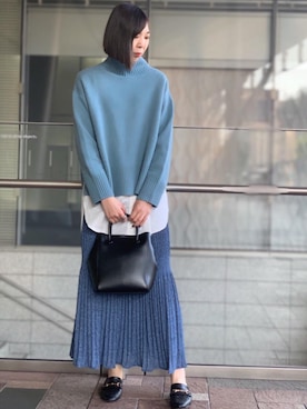 「green label relaxing（グリーンレーベルリラクシング）のアイテム（ニット/セーター）」を使った、satoさん（レディース・169cm）の秋コーディネート