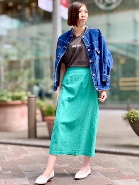 「green label relaxing（グリーンレーベルリラクシング）のFFC チェーン ショート ネックレス（ネックレス）」を使った、satoさん（レディース・169cm）の春コーディネート