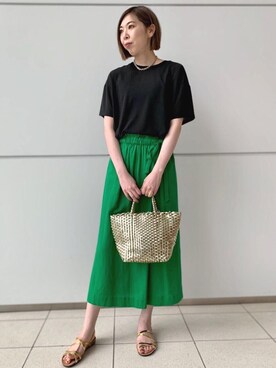 「アイテム（サンダル、ゴールド系）」を使った、satoさん（レディース・169cm）の春コーディネート