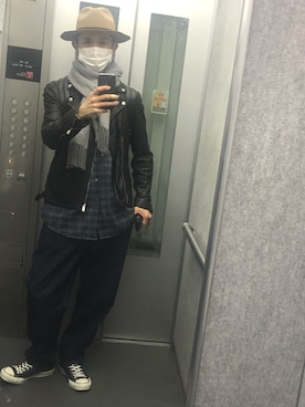 「H&M（エイチ・アンド・エム）のアイテム（ハット）」を使った、umezaru715さん（メンズ・177cm）の秋コーディネート