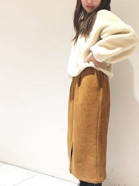 「mystic（ミスティック）のアイテム（スカート、ブラウン系）」を使った、yukatsuraさん（レディース・152cm）の秋コーディネート