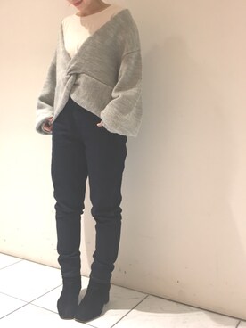 「mystic（ミスティック）のスリムデニムパンツ（デニムパンツ、ブルー系）」を使った、yukatsuraさん（レディース・152cm）の冬コーディネート