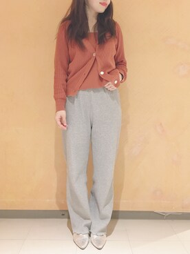 「mystic（ミスティック）のニットキャミ付きショートカーデ（ニット/セーター、イエロー系）」を使った、yukatsuraさん（レディース・152cm）の冬コーディネート