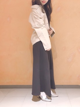 「mystic（ミスティック）のラウンドGジャン（デニムジャケット、ホワイト系）」を使った、yukatsuraさん（レディース・152cm）の春コーディネート