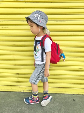 「Carter's（カーターズ）のアイテム（トップス）」を使った、こなかさん（キッズ・100cm）の夏コーディネート